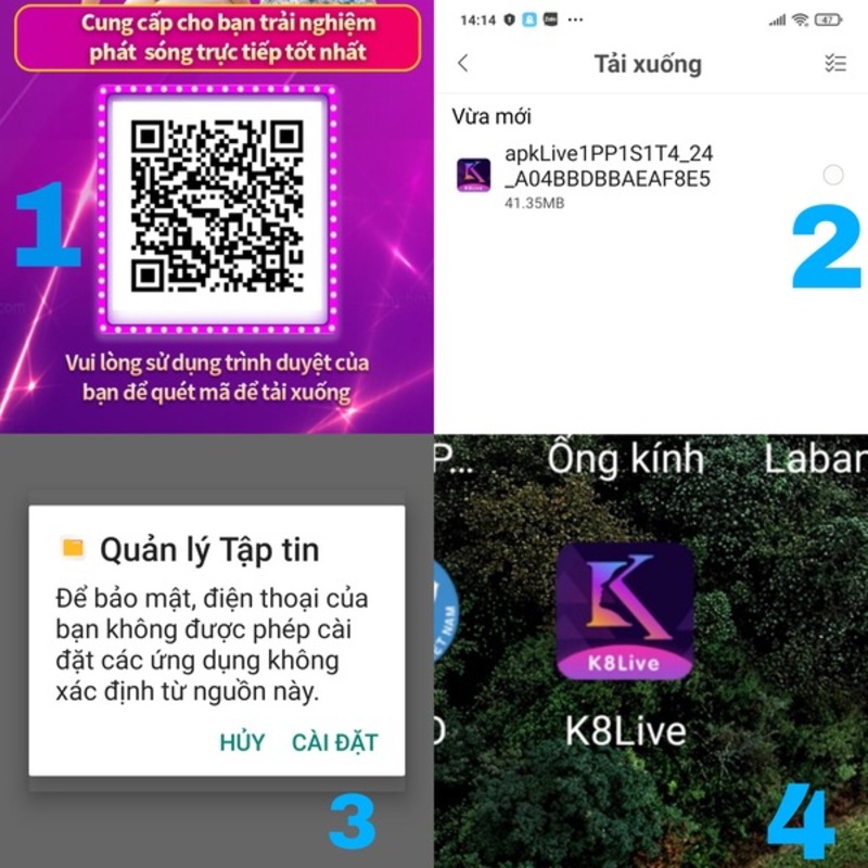 Các bước tải app k8 live